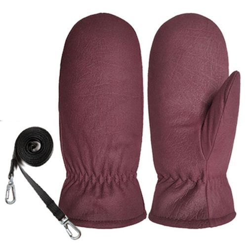 Gants En Peau De Mouton Thermique Unisexe Mitaines En Laine Mitaines En Cuir Véritable Fourrure Chaude Unis Issement Extérieur Isothiver S2905 2024