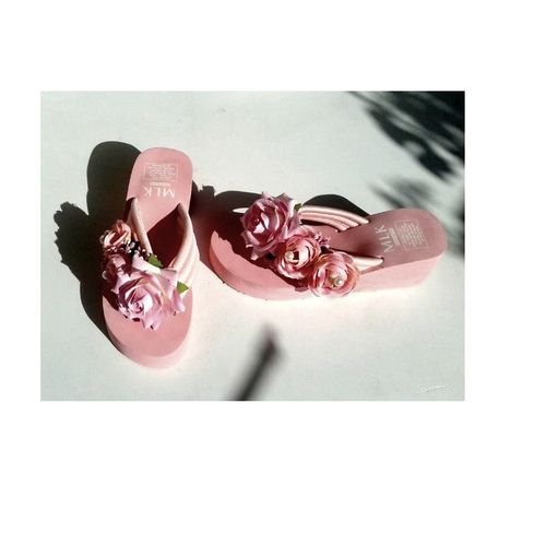 Tongs  Fleurs Roses Semelle Compense Printemps Ete  Plage Mer Soiree Claquette Paire D Sandale Pantoufle Soulier Epais Mules Nu Pied Pink Pratique Confortable Chaussures Ouvert Reposante Détente 39/40