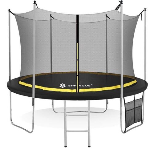Springos® Trampoline Pour Enfant Et Adultes Rond Ø 365 Cm Avec Filet Sécurité Et Échelle