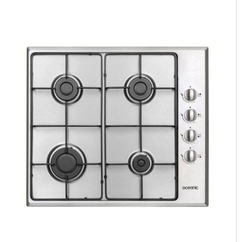 Océanic Plaque de cuisson gaz encastrable ¿ 4 foyers ¿ Acier inox ¿ Allumage intégré ¿ Sécurité thermocouple