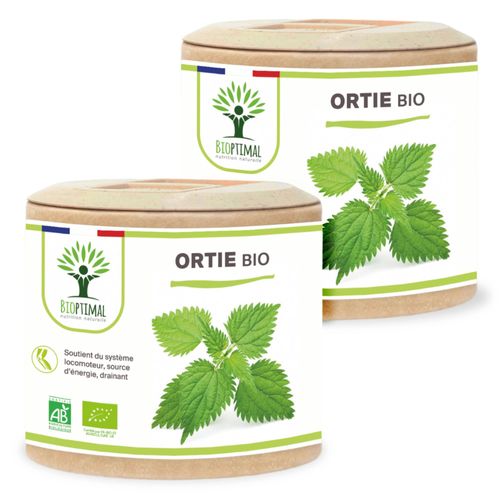 Ortie Bio - Urtica Dioica - Complément Alimentaire - 100% Poudre De Feuille Ortie - Vitalité Articulation - 250 Mg/Gélule - Fabriqué En France - Vegan - 2x60 Gélules 