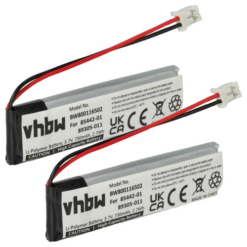 vhbw 2x Batterie remplacement pour Plantronics 85442-01, 89305-011 pour haut-parleurs, enceintes portatives (730mAh, 3,7V, Li-polymère)