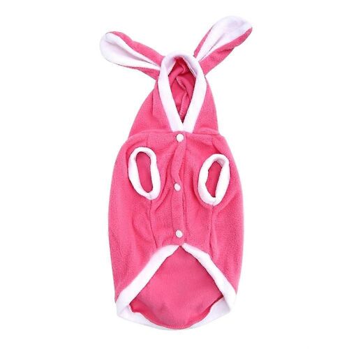 Chaud Mignon Lapin Tissu Animal De Compagnie Hiver Automne Chaud Sweat À Capuche Costumes Vêtements Pour Chiens Chats (Rose M)