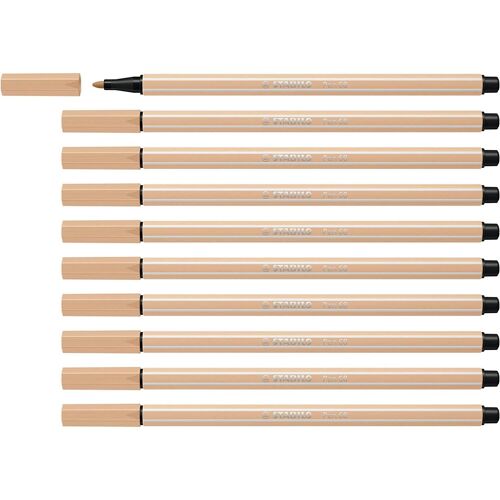 Stabilo Lot De 10 Stylos Feutre De Dessin Pen 68 Pointe 1mm Rose Nude