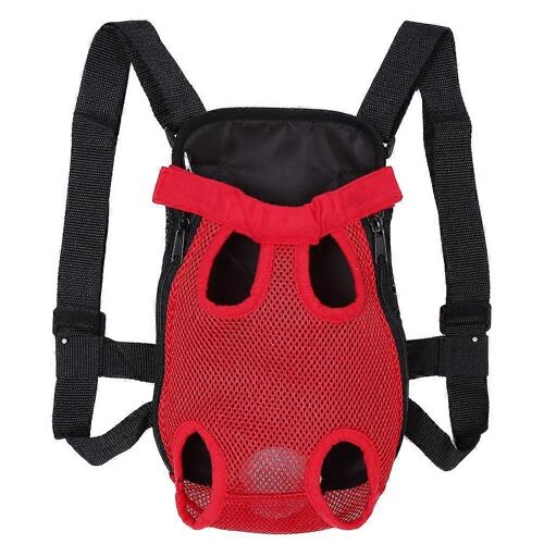 À La Mode Durable Pet Chien Cinq Trous Sac À Dos Coffre Fourre-Tout Transporteur Net Sac (Rouge L)