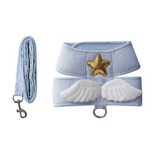 Harnais Pour Chat Laisse Réglable 4 Saisons Universel Mignon Ailes D'ange Chat Gilet Harnais Avec Corde De Traction De 1,5 M Pour Chaton Bleu Clair Xl (2,5 À 4 Kg / 5,5 À 8,8 L