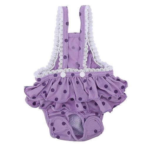 Pantalon À Bretelles Hygiéniques Menstruelles Respirant En Coton À Pois Doux Pour Chiot De Chien De Compagnie (Violet, Xxl)