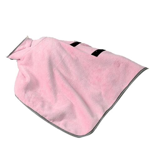 Chien Serviette Peignoir Forte Absorption D'eau Chat Séchage Rapide Manteau Multifonctionnel Pet Robe Couverture Rose S