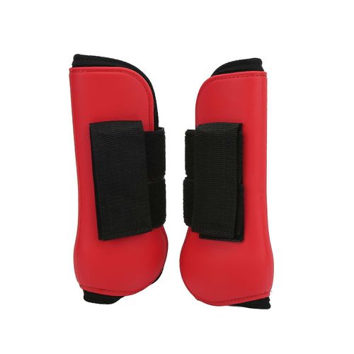 Bottes De Sport Pour Chevaux Pu Shell Bottes De Jambe Avant De Cheval Avec Coussin Élastique Pour L'entraînement De Saut D'obstaclespattes Avant Rouges M