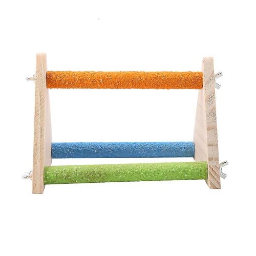 Oiseau Perchoir En Bois Plate-Forme En Bois Naturel Stand Jouet Branche Pour Oiseaux (Triangle)