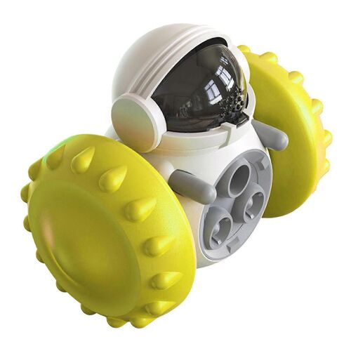 Pet Leaky Food Toy Interactif Réduire L'anxiété Pet Treat Dispensing Puzzle Slow Feeder Jouet Pour Chien Chiot Jaune