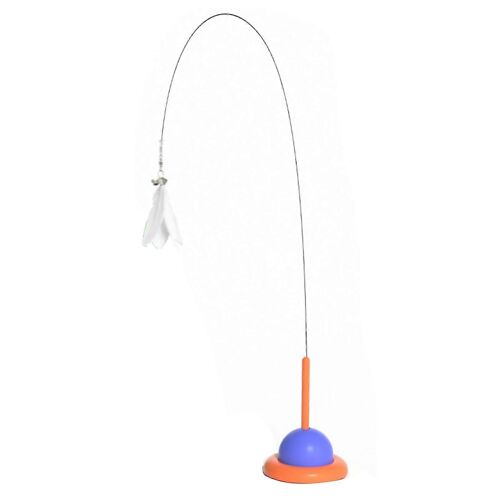 Chat Teaser Élastique Fil Métallique Fil Magique Interactif Plume Teaser Poteau Chat Jouet Pour S'ennuyer Chats D'intérieur Chase Et Exercice Bleu