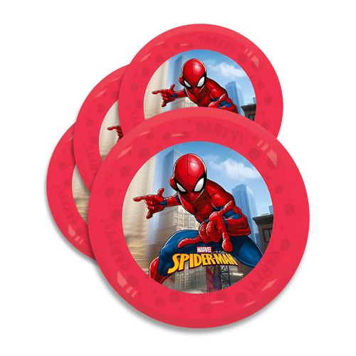 4 Assiettes Réutilisables Spiderman 21 Cm