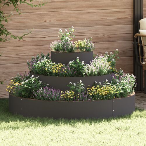 vidaXL Pot en Métal Acier/Noir Acier Grand Décorations Pot en Métal