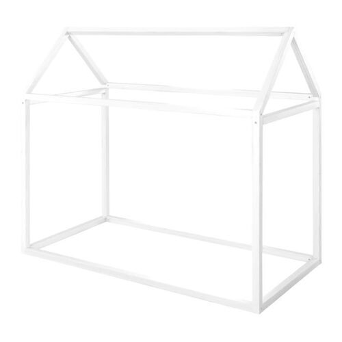 Lit Cabane 70 X 140 Cm Pour Enfants Roba - Bambou Certifié Fsc - Lit Montessori Au Sol Pour Garçon Et Fille - Bois Laqué Blanc
