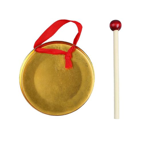 Gong À Main Mini Instrument De Musique Portable Jouet D'extérieur Avec Maillet Pour Percussion Traditionnelle Chinoise Or 12cm
