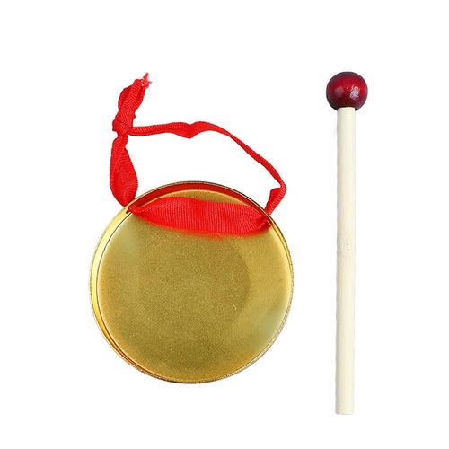Gong À Main Mini Jouet D'extérieur D'instrument De Musique Portable Avec Maillet Pour Percussion Traditionnelle Chinoise Or 9cm