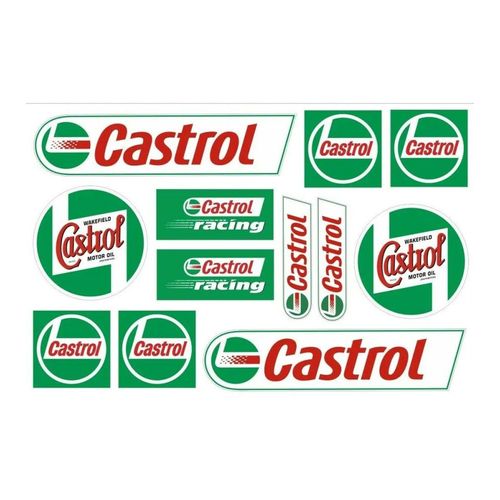 Planche De 12 Stickers Castrol 27x18cm Autocollant Déco Voiture Garage