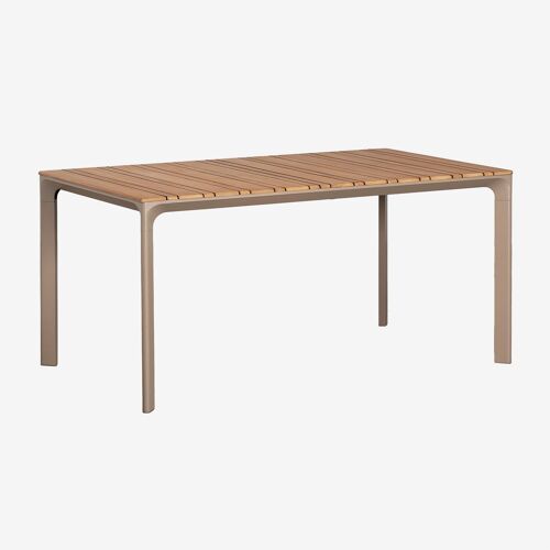 Table De Jardin Rectangulaire En Aluminium Et Bois De Teck (160x90 Cm) Katiana Brun Moka