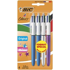 Stylo À Bille Bic 4 Colours Original X2 + Shine X2 Pointe Moyenne Bic