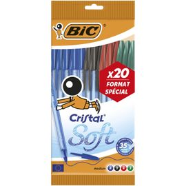 Stylo À Bille Cristal Soft Assortis X 20 Bic