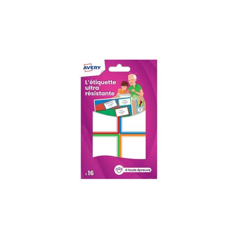 Avery - Polyéthylène (PE) - adhésif permanent - multicolore - 44 x 64 mm 16 étiquette(s) (4 feuille(s) x 4 étiquettes