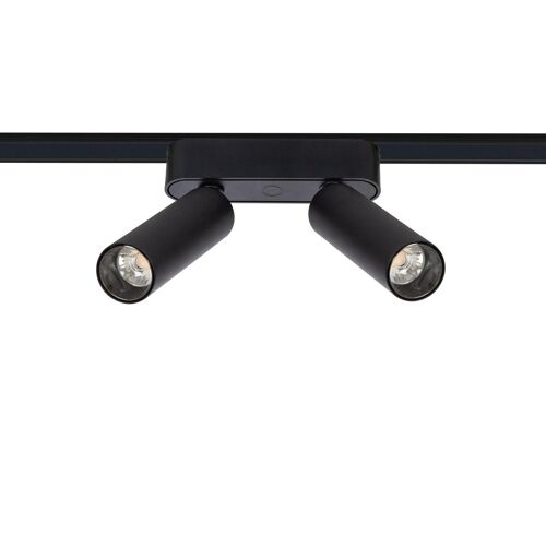 Spot Led Double 14w Cri90 (Ugr16) Noir Pour Rail Magnétique Monophasé Extra-Plat 25mm 48v Blanc Neutre 4000k