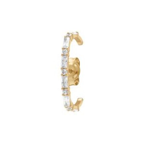 Boucles D'oreilles Tige Plaqué Or Unitaire Oxydes Blancs Sertis Faux Piercing