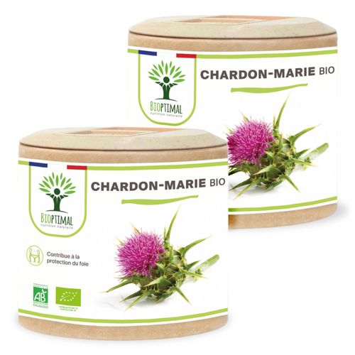 Chardon Marie Bio - Complément Alimentaire - Foie Digestion Glycémie Défenses Immunitaires - Fabriqué En France - Certifié Ecocert - Gélules - Vegan - 2x60 Gélules 