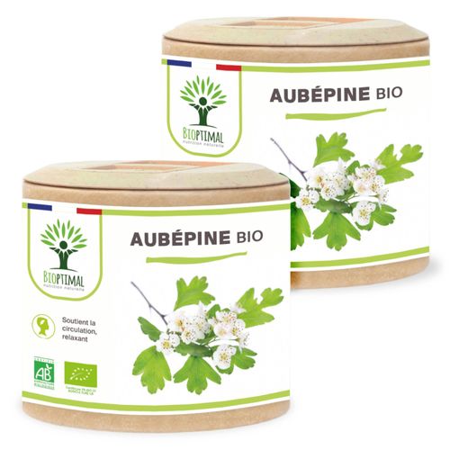 Aubépine Bio - Complément Alimentaire Santé Cardiovasculaire Relaxant Sommeil - Sommité Fleurie Pure - Gélules - Fabriqué En France - Certifié Ecocert- 2x60 Gélules 