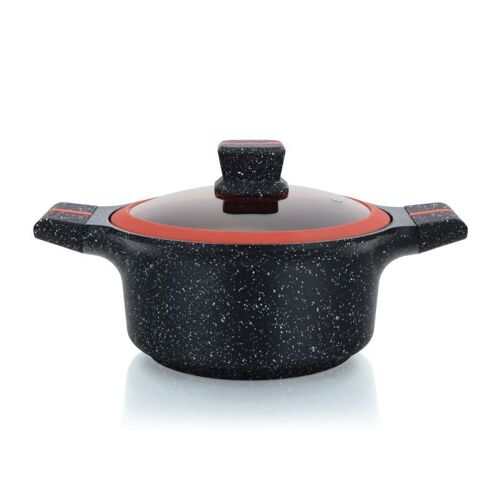 Cocotte Avec Revêtement En Granit Avec Couvercle En Verre 24cm Herzberg Hgrscas24