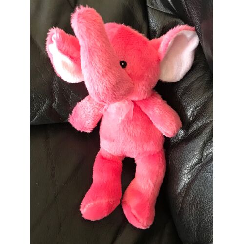 Doudou Peluche Éléphant Rose Et Blanc Noeud Pp1s 29cm