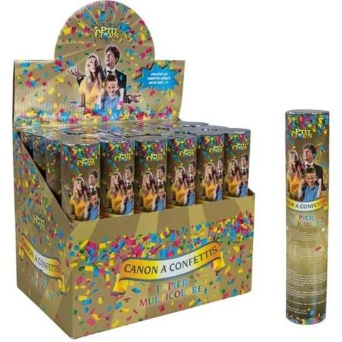 Canon à confettis - Canon - 20 cm - Multicolore - Projection jusqu'à 8 mètres - Fête mémorable