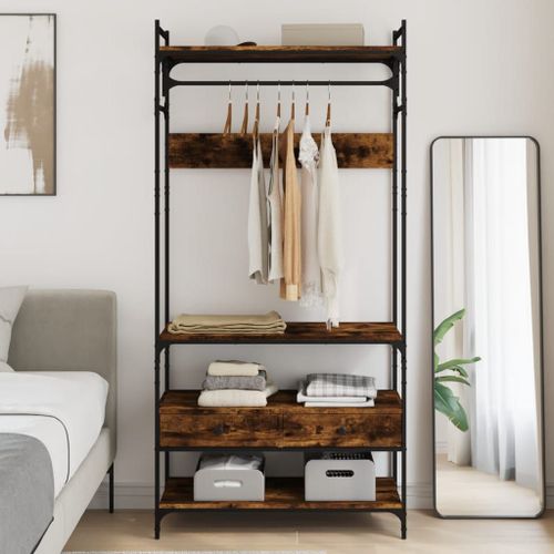 Vidaxl Armoire À Tiroirs Chêne Fumé 89x39x184,5 Cm Bois D'ingénierie