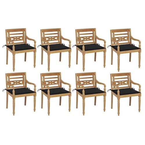 Vidaxl Chaises Batavia Avec Coussins Lot De 8 Bois De Teck Solide