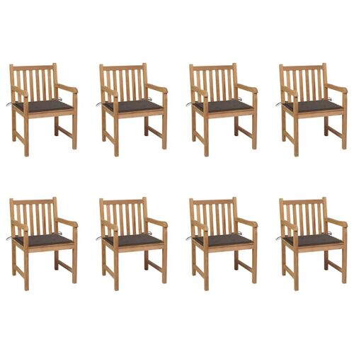 Vidaxl Chaises De Jardin Lot De 8 Avec Coussins Taupe Bois Teck Massif