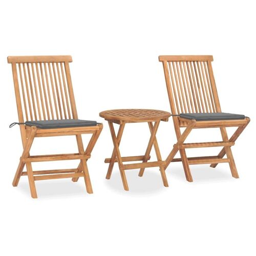 Vidaxl Mobilier À Dîner D'extérieur Pliable Avec Coussin 3 Pcs Teck