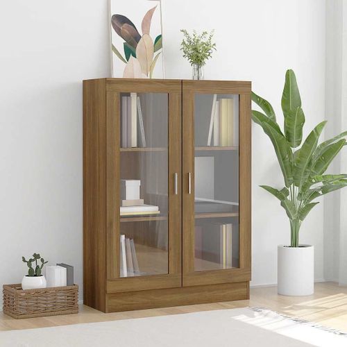 Vidaxl Armoire À Vitrine Chêne Marron 82,5x30,5x115cmbois D'ingénierie