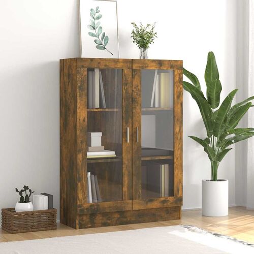 Vidaxl Armoire À Vitrine Chêne Fumé 82,5x30,5x115 Cm Bois D'ingénierie