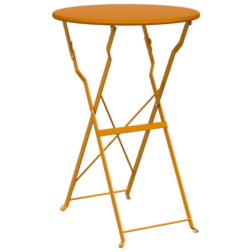 Vidaxl Table De Bistrot Pliable Jaune Moutarde Ø50x71 Cm Acier Revêtu De Poudre