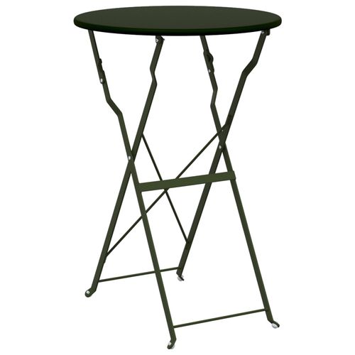 Vidaxl Table Bistrot Pliable Vert Foncé Ø50x71 Cm Acier Revêtu
