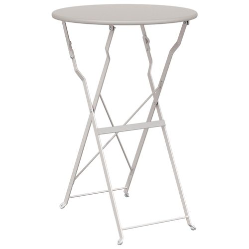 Vidaxl Table Bistrot Pliante Beige Ø50x71 Cm En Acier Recouvert De Poudre