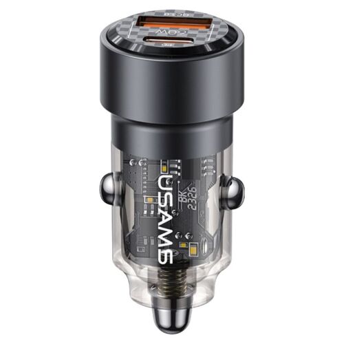 Adaptateur de Charge Rapide 60W USB+Type-C pour Voiture USAMS