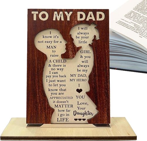 Panneau en bois pour la fête des mères, panneaux en bois, souvenir de mon père, centre de table en bois élégant, panneau attentionné avec gravure pour le salon pour la fête des mères et la fête des pères