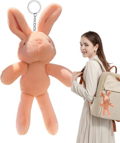 Porte-clés en peluche mignon | Porte-clés en peluche lapin doux et portable | Petits animaux en peluche, breloque pour sac à dos pour maman, fille et petite amie