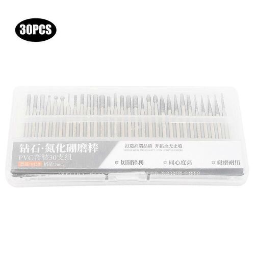 30pcs 150grit Diamond Grinding Bits Kit Différentes Forme De Tête Kit Mixte Outils Pour Broyeur Électrique Jades Sculpture