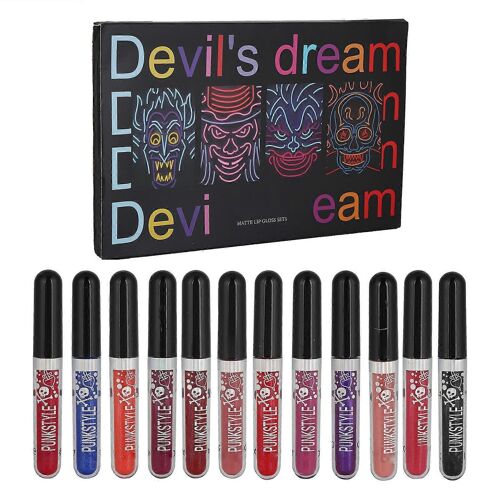 12pcs Femmes Shiny Liquid Lipstick Portable Long Lasting Lip Gloss Set Pigmented Makeup Tool Gift