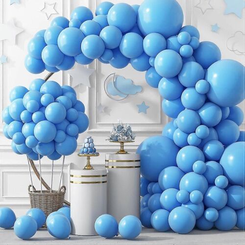 129pcs ballons bleu clair différentes tailles 18 12 10 5 pouces pour l¿arche de guirlande, ballons bleus pour l'anniversaire sexe révéler Baby Shower