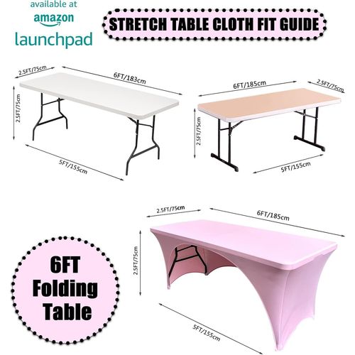 Nappe Extensible Rectangulaire En Élasthanne, Pour Tables Rectangulaires Avec Dos Ouvert, Décoration De Table De Patio, Mariage, Fête, Cuisine, Événement Beauté - 1,8 M - Rose