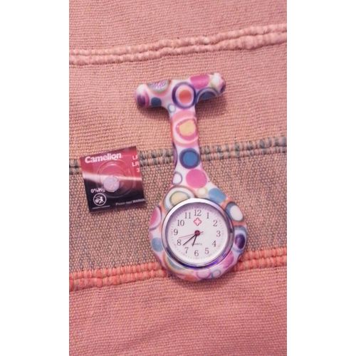 Broche Montre Suisse Colorée Vintage Années 90 + Pile